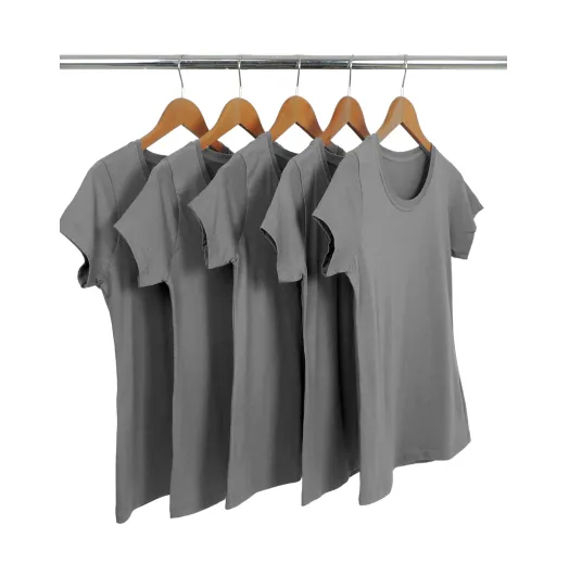 Kit 5 Baby Look PV / Malha Fria Chumbo Escuro