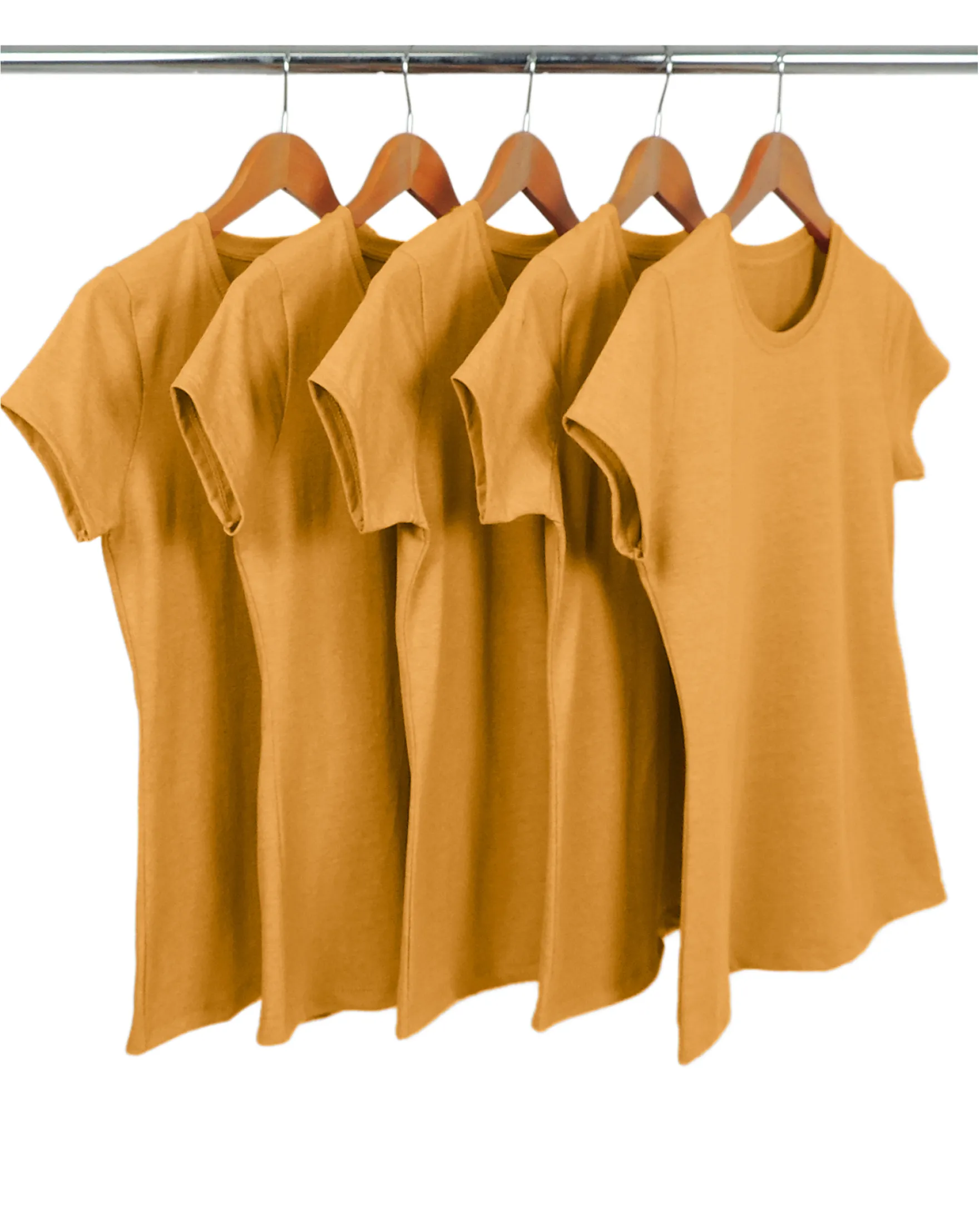 Kit 5 Camisetas Femininas Comfort Mescla Mostarda