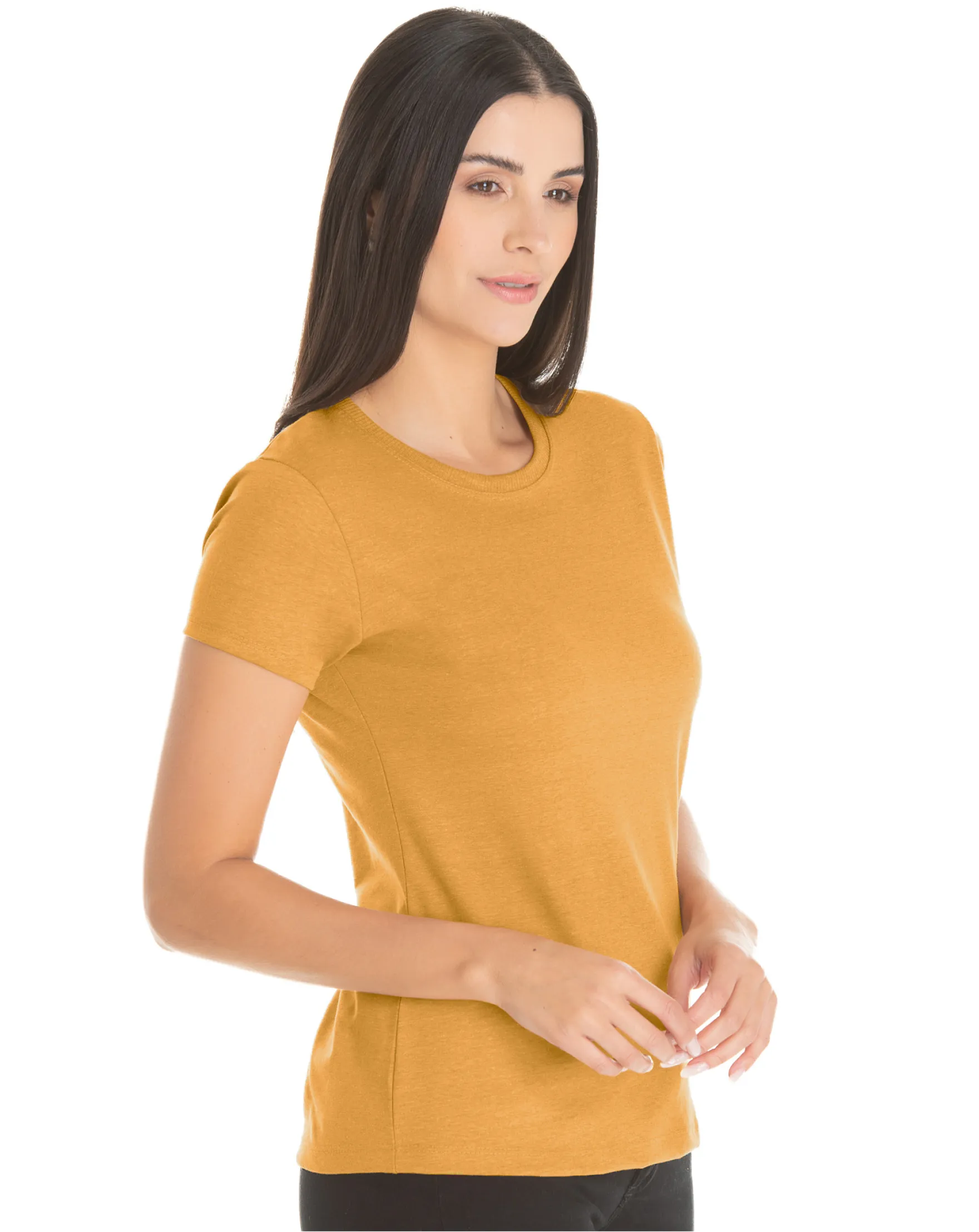 Kit 5 Camisetas Femininas Comfort Mescla Mostarda