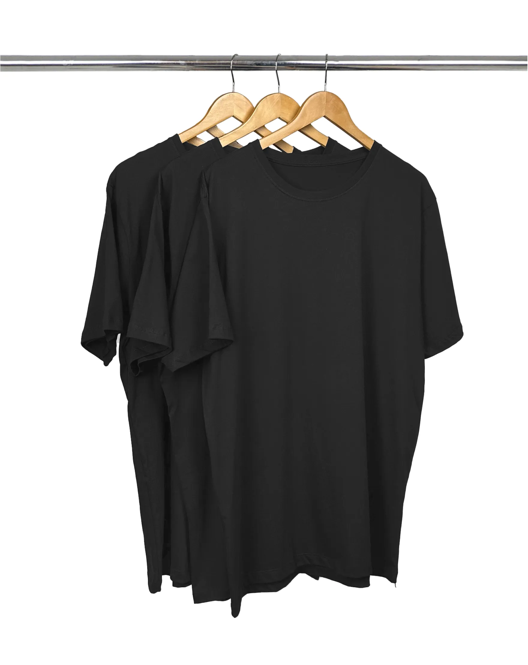 Kit 3 Camisetas Masculinas Plus Size De Algodão Pretas