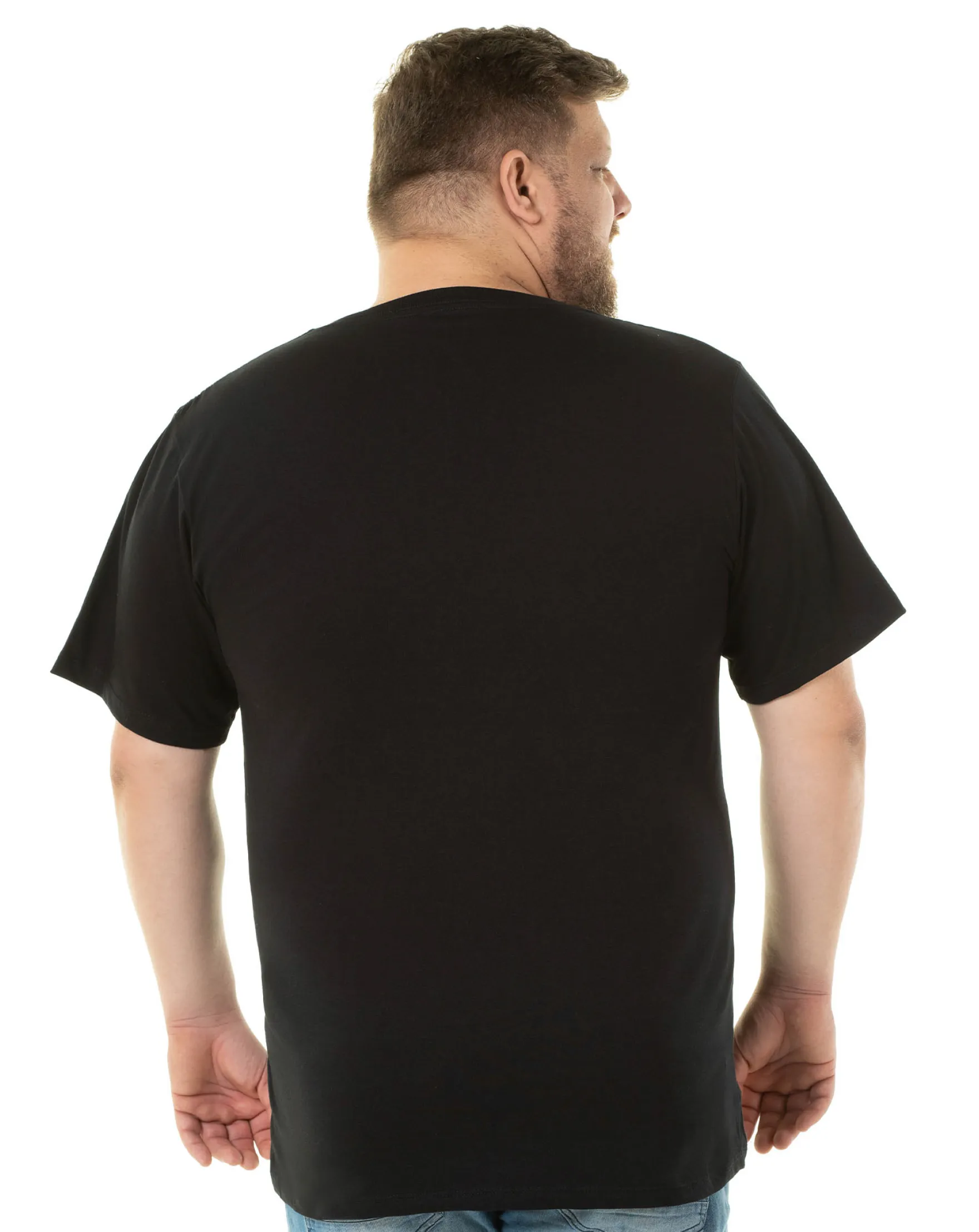 Camiseta Plus Size Masculina de Algodão Preta