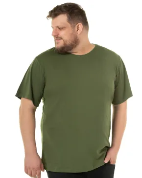 Camiseta Plus Size Masculina de Algodão Verde Militar 