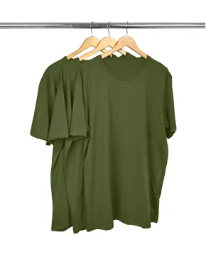 Kit 3 Camisetas Masculinas Plus Size De Algodão Verde Militar