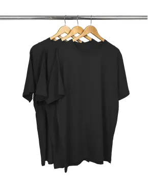Kit 3 Camisetas Masculinas Plus Size De Algodão Pretas