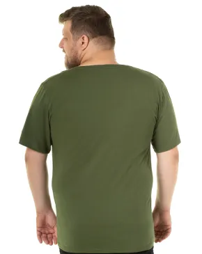 Camiseta Plus Size Masculina de Algodão Verde Militar 