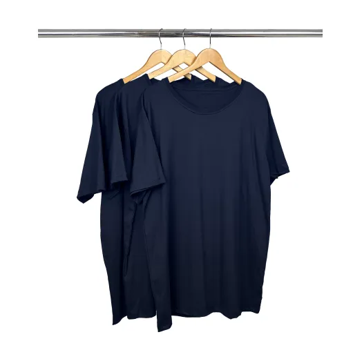 Kit 3 Camisetas Masculinas Plus Size De Algodão Azul Marinho