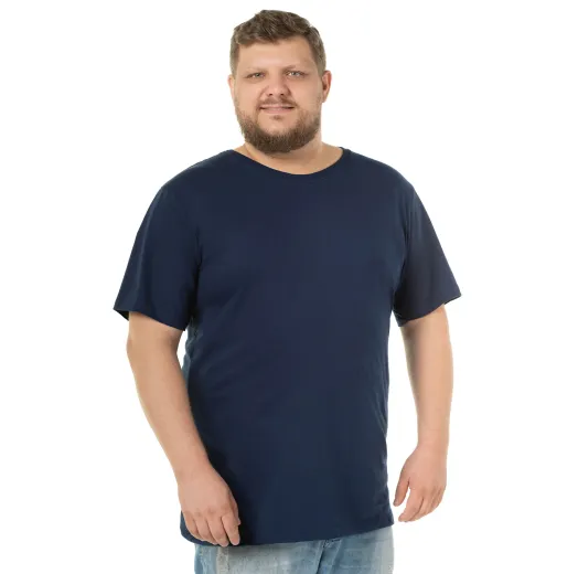 Kit 3 Camisetas Masculinas Plus Size De Algodão Azul Marinho