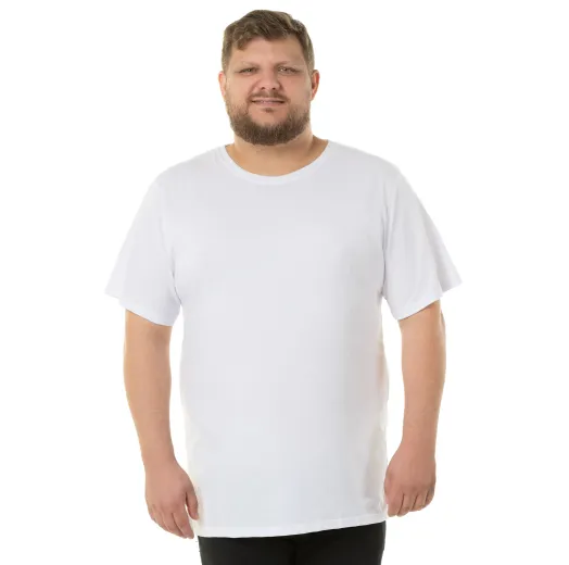 Kit 3 Camisetas Masculinas Plus Size De Algodão Brancas