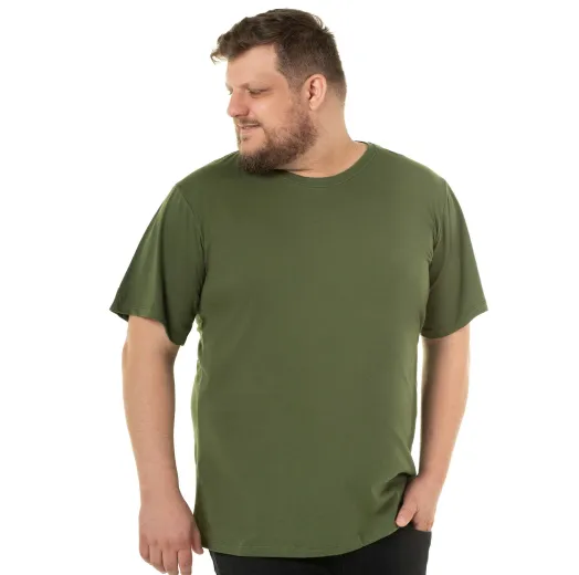 Kit 3 Camisetas Masculinas Plus Size De Algodão Verde Militar