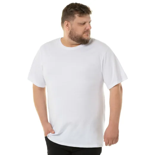 Kit 3 Camisetas Masculinas Plus Size De Algodão Brancas