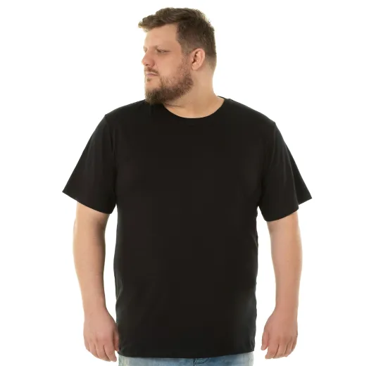 Camiseta Plus Size Masculina de Algodão Preta