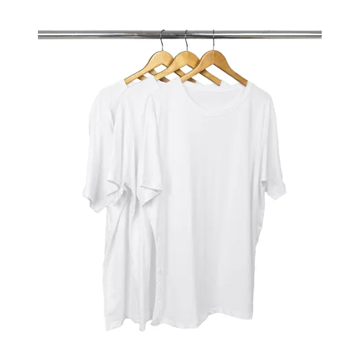 Kit 3 Camisetas Masculinas Plus Size De Algodão Brancas