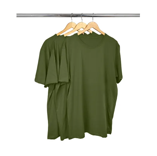 Kit 3 Camisetas Masculinas Plus Size De Algodão Verde Militar