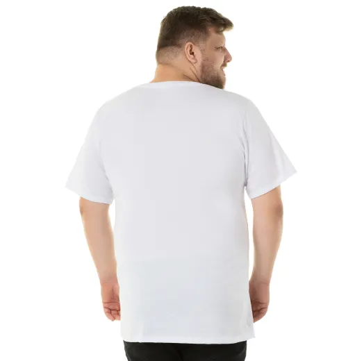 Kit 3 Camisetas Masculinas Plus Size De Algodão Brancas