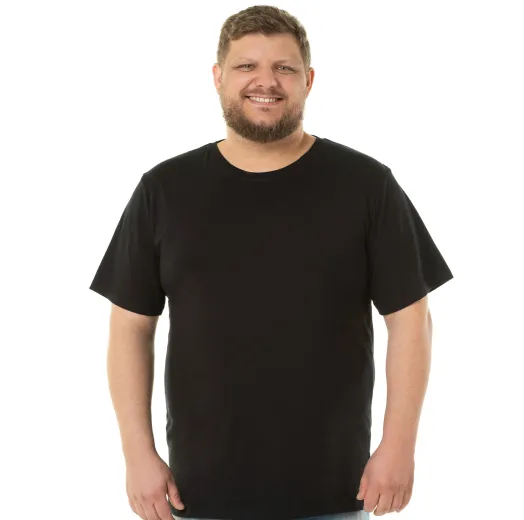 Camiseta Plus Size Masculina de Algodão Preta
