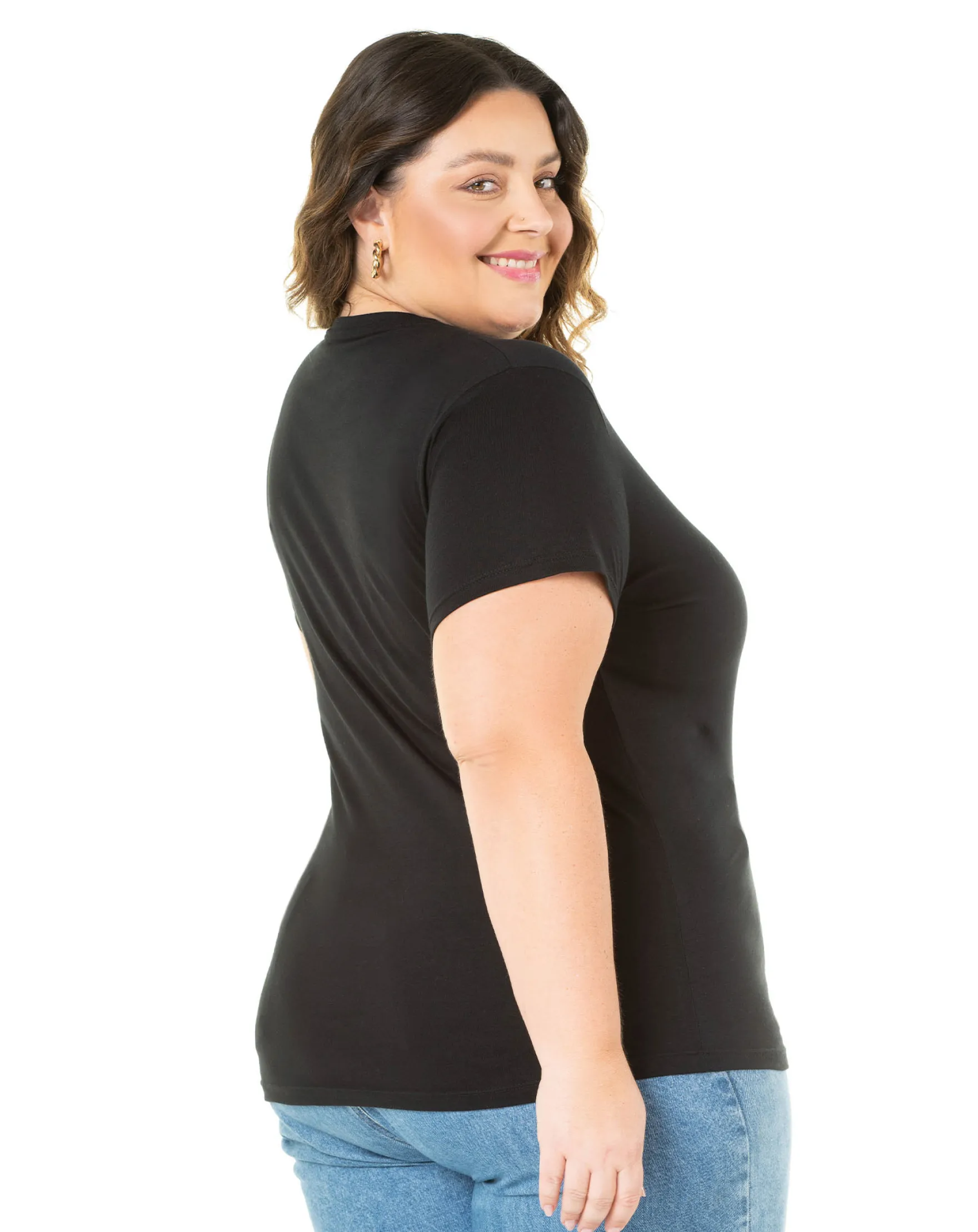 Kit 3 Camisetas Femininas Plus Size De Algodão Pretas