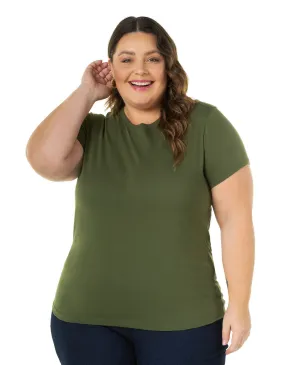 Kit 3 Camisetas Femininas Plus Size De Algodão Verde Militar