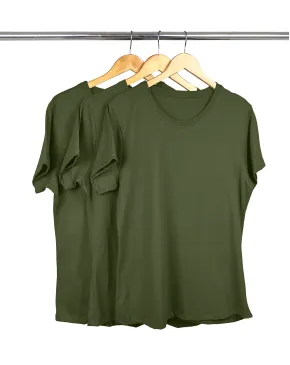 Kit 3 Camisetas Femininas Plus Size De Algodão Verde Militar