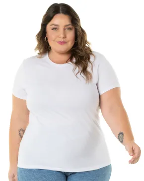 Kit 3 Camisetas Femininas Plus Size De Algodão Brancas