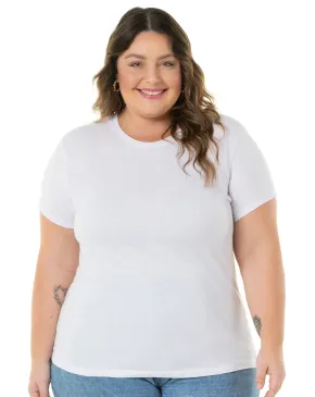 Camiseta Feminina Plus Size de Algodão Branca
