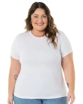 Kit 3 Camisetas Femininas Plus Size De Algodão Brancas