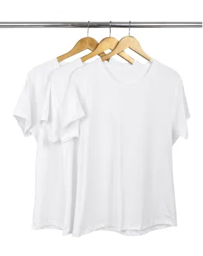 Kit 3 Camisetas Femininas Plus Size De Algodão Brancas