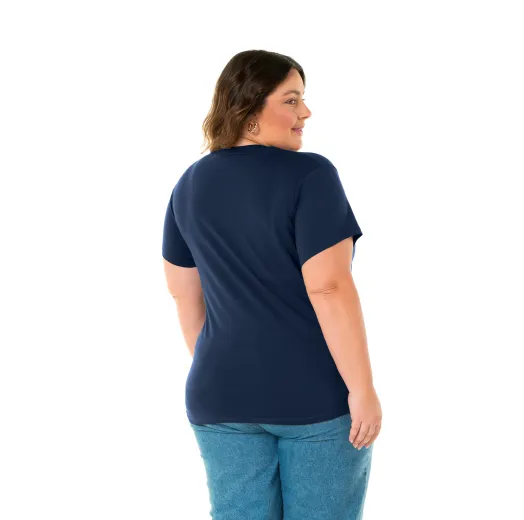 Kit 3 Camisetas Femininas Plus Size De Algodão Azul Marinho 