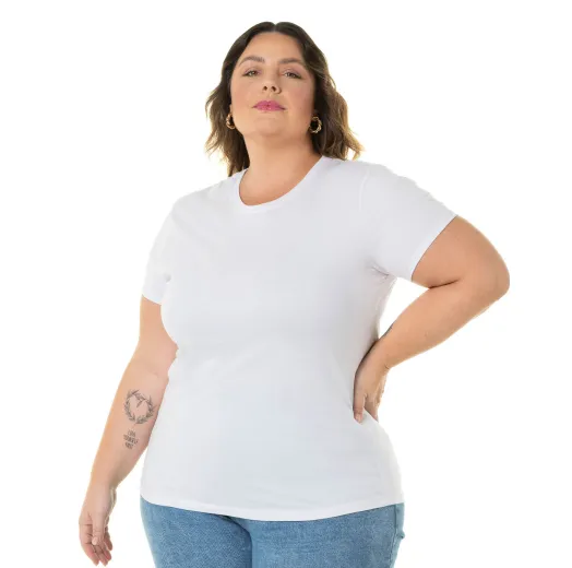 Kit 3 Camisetas Femininas Plus Size de Algodão 12