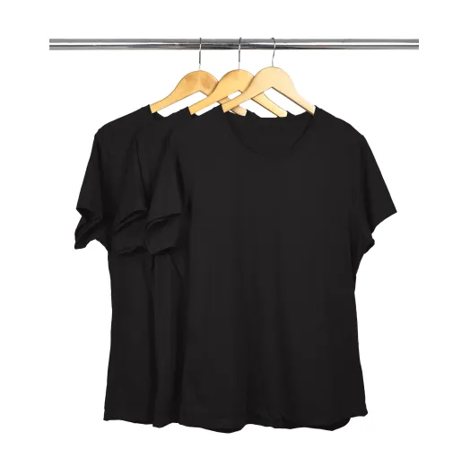 Kit 3 Camisetas Femininas Plus Size De Algodão Pretas