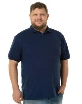 Camisa Polo Piquet Plus Size Masculina Azul Marinho