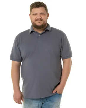 Camisa Polo Piquet Plus Size Masculina Cinza Chumbo