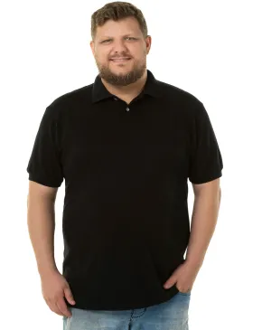 Camisa Polo Piquet Plus Size Masculina Preta