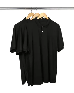 Kit 3 Camisas Polo Piquet Plus Size Masculina Pretas
