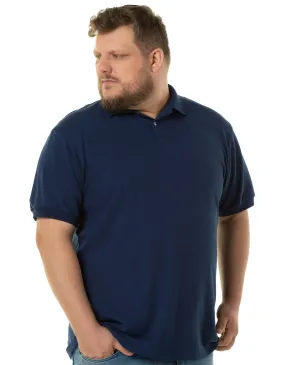 Kit 3 Camisas Polo Piquet Plus Size Masculina Azul Marinho
