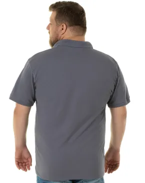 Kit 3 Camisas Polo Piquet Plus Size Masculina Cinza Chumbo 