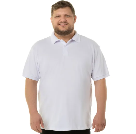 Camisa Polo Piquet Plus Size Masculina Branca
