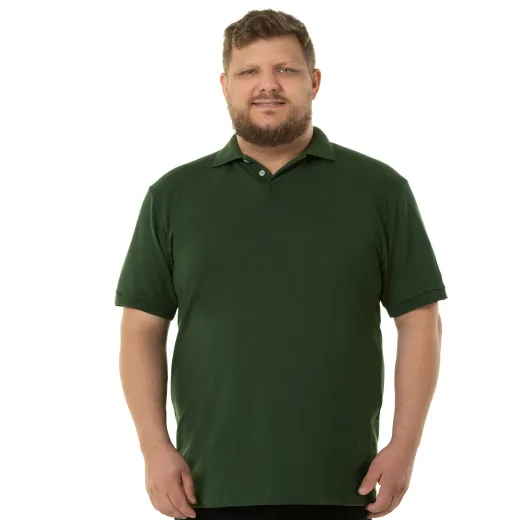 Camisa Polo Piquet Plus Size Masculina Verde Musgo