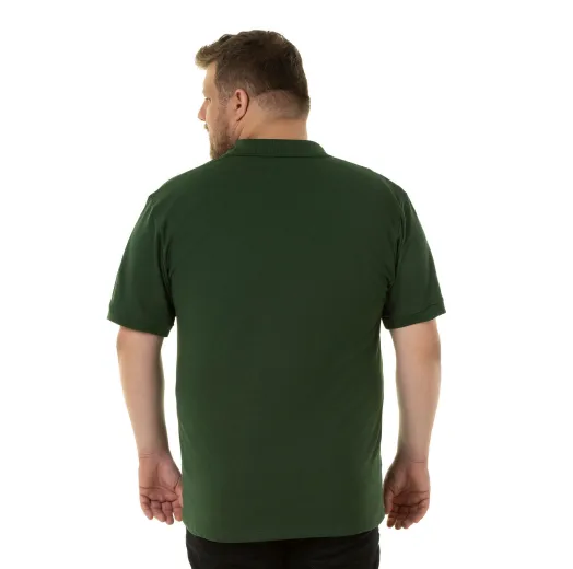 Camisa Polo Piquet Plus Size Masculina Verde Musgo