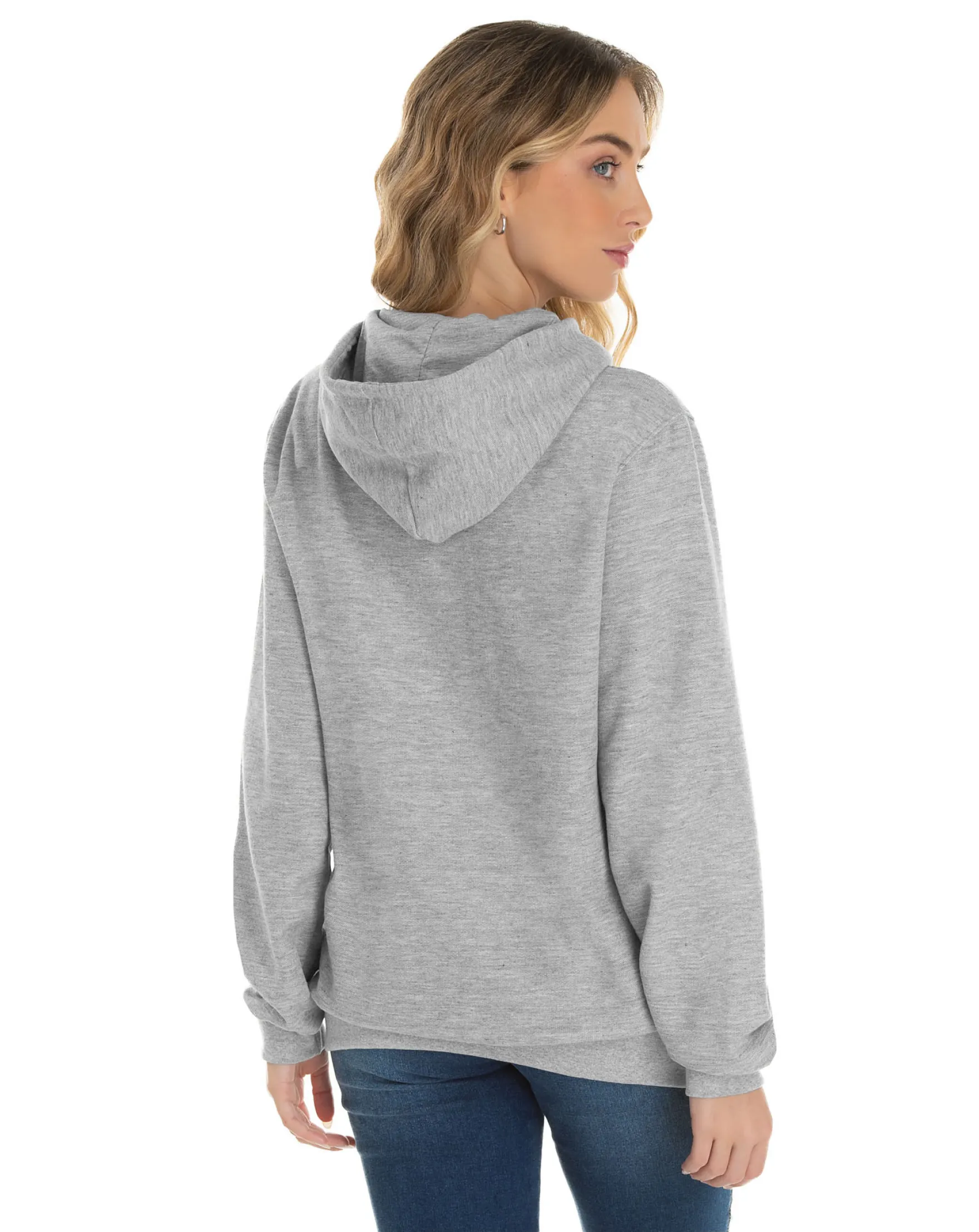 Moletom Canguru com Capuz Feminino Cinza Mescla