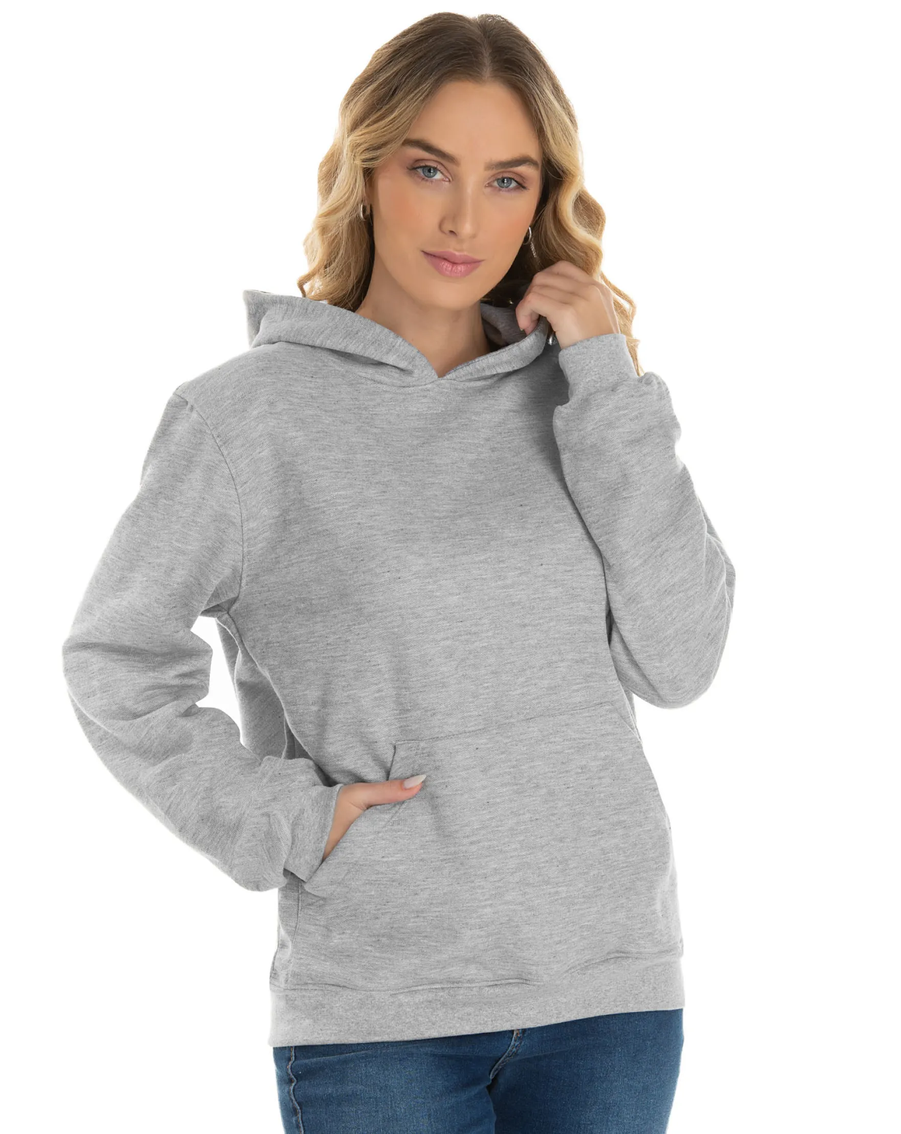 Conjunto Moletom Feminino com Capuz Cinza Mescla