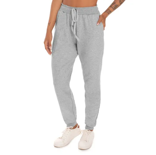 Calça Feminina de Moletom Cinza Mescla 