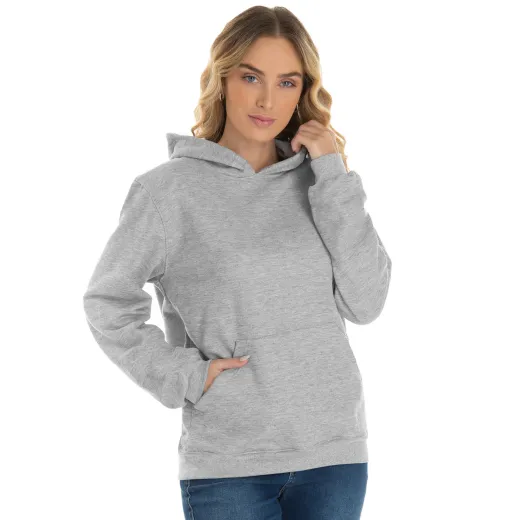 Conjunto Moletom Feminino com Capuz Cinza Mescla