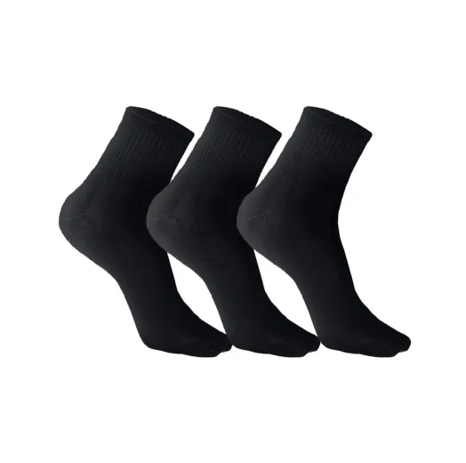 Kit 3 Meias Cano Médio Masculinas Pretas