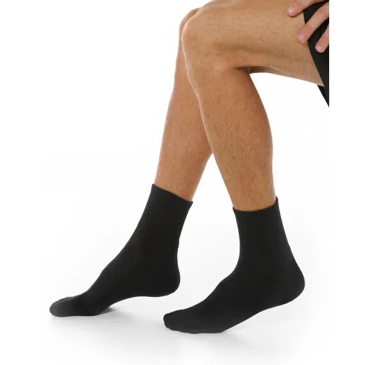 Kit 3 Meias Cano Médio Masculinas Pretas