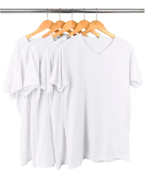 Kit 5 Camisetas Gola V de Algodão Premium Brancas
