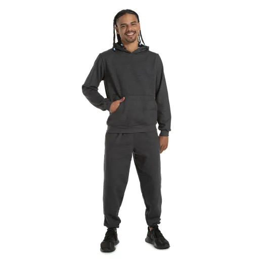Conjunto Moletom Masculino com Capuz Preto Mescla