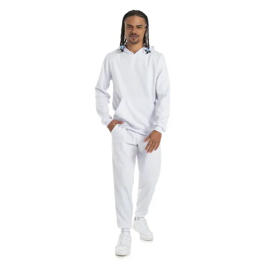 Conjunto Moletom Masculino com Capuz Branco 05