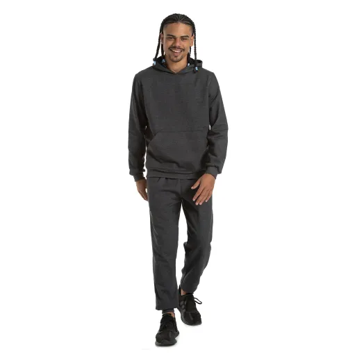 Conjunto Moletom Masculino com Capuz Preto Mescla