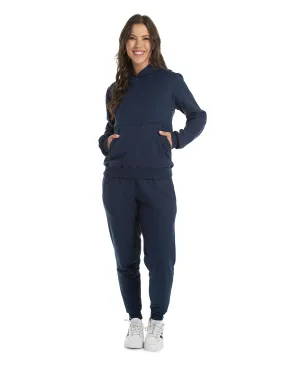 Conjunto Moletom Feminino com Capuz Azul Marinho 03