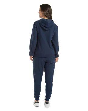 Conjunto Moletom Feminino com Capuz Azul Marinho 03